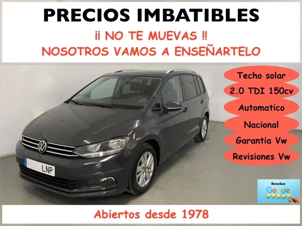 Renting Volkswagen Touran 2.0TDI CR BMT Advance DSG7 110kW Gris 1