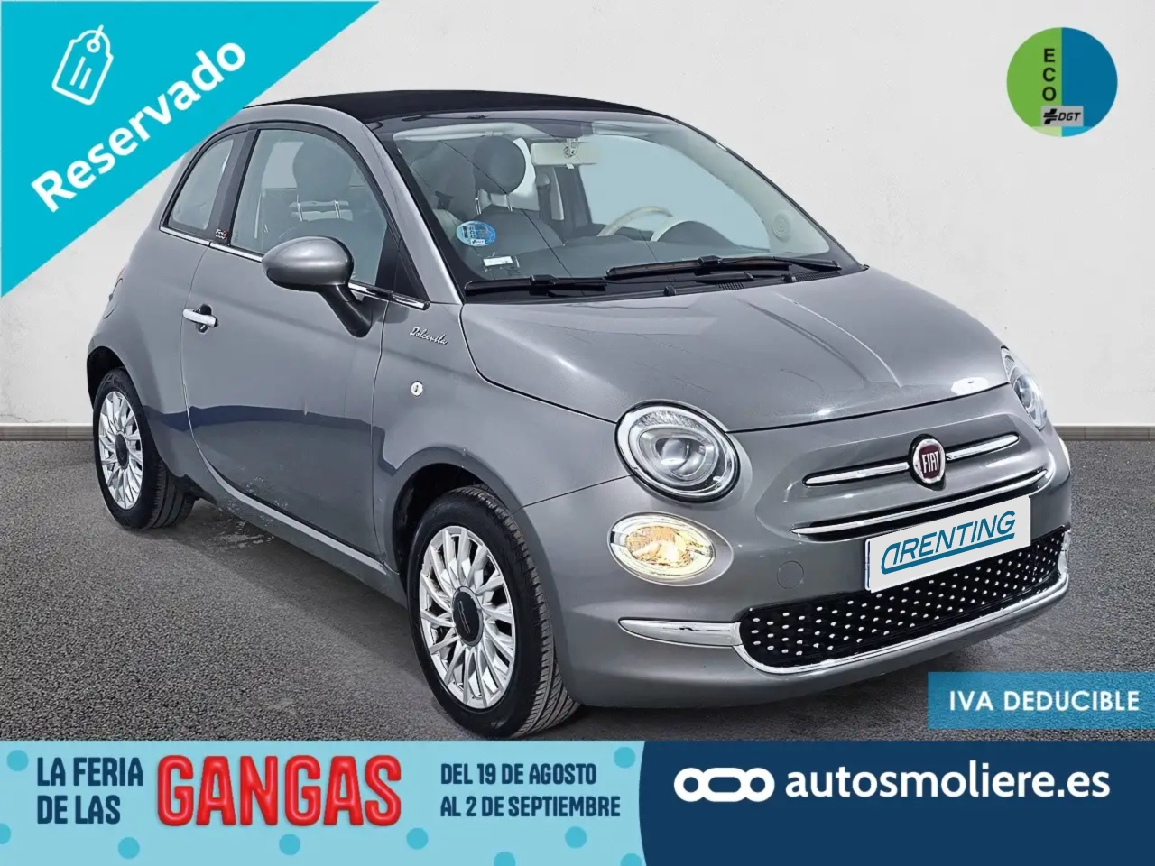 Renting Fiat 500C 1.0 Hybrid Dolcevita 52kW Gris 1