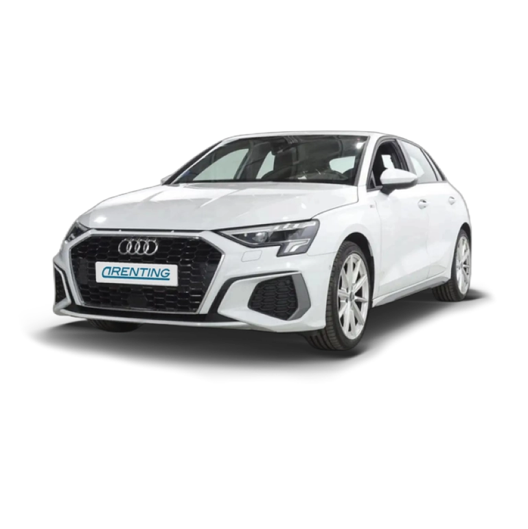 Renting Audi A3 Sportback 35 TFSI Black line S tronic Blanco