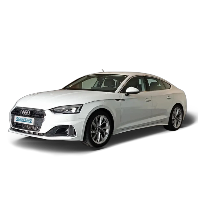 Renting Audi A5 Sportback 35 TFSI Advanced S tronic Blanco