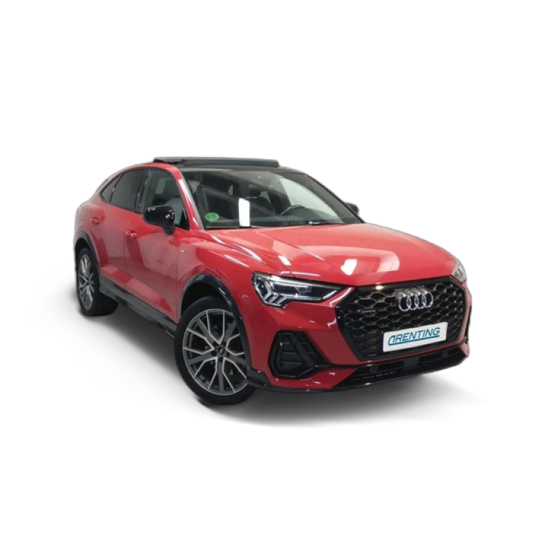 Renting Audi Q3 Sportback 35 TFSI Black line S tronic Rojo