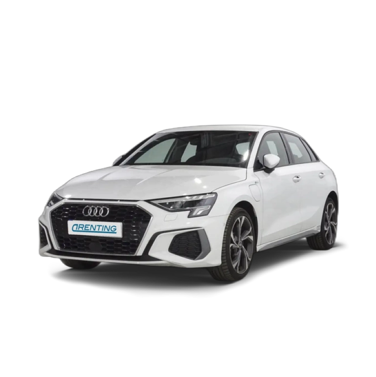 Renting Audi A3 Sportback 40 TFSIe S line S tronic Blanco